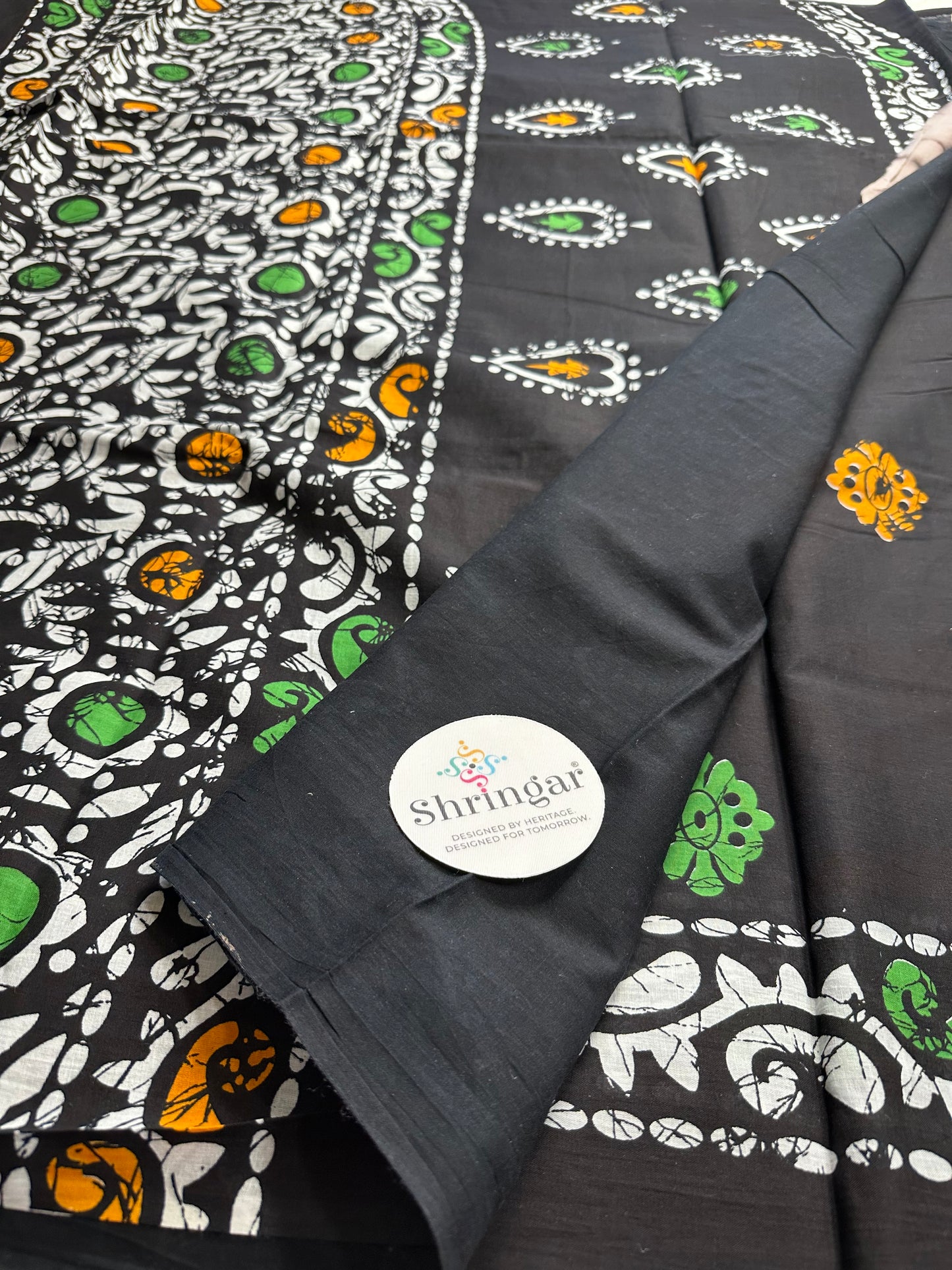 Pure Mulcotton Saree-Black