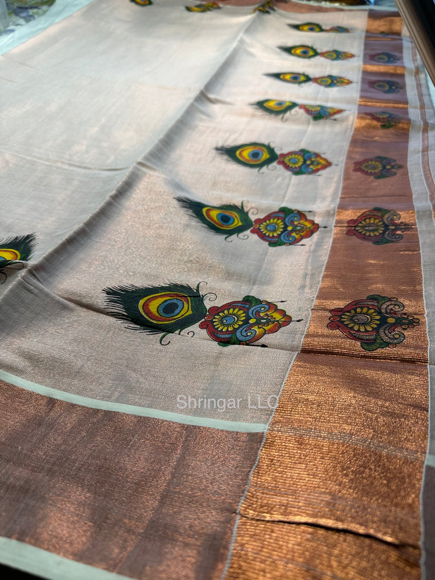 Kerala Copper Tissue Saree