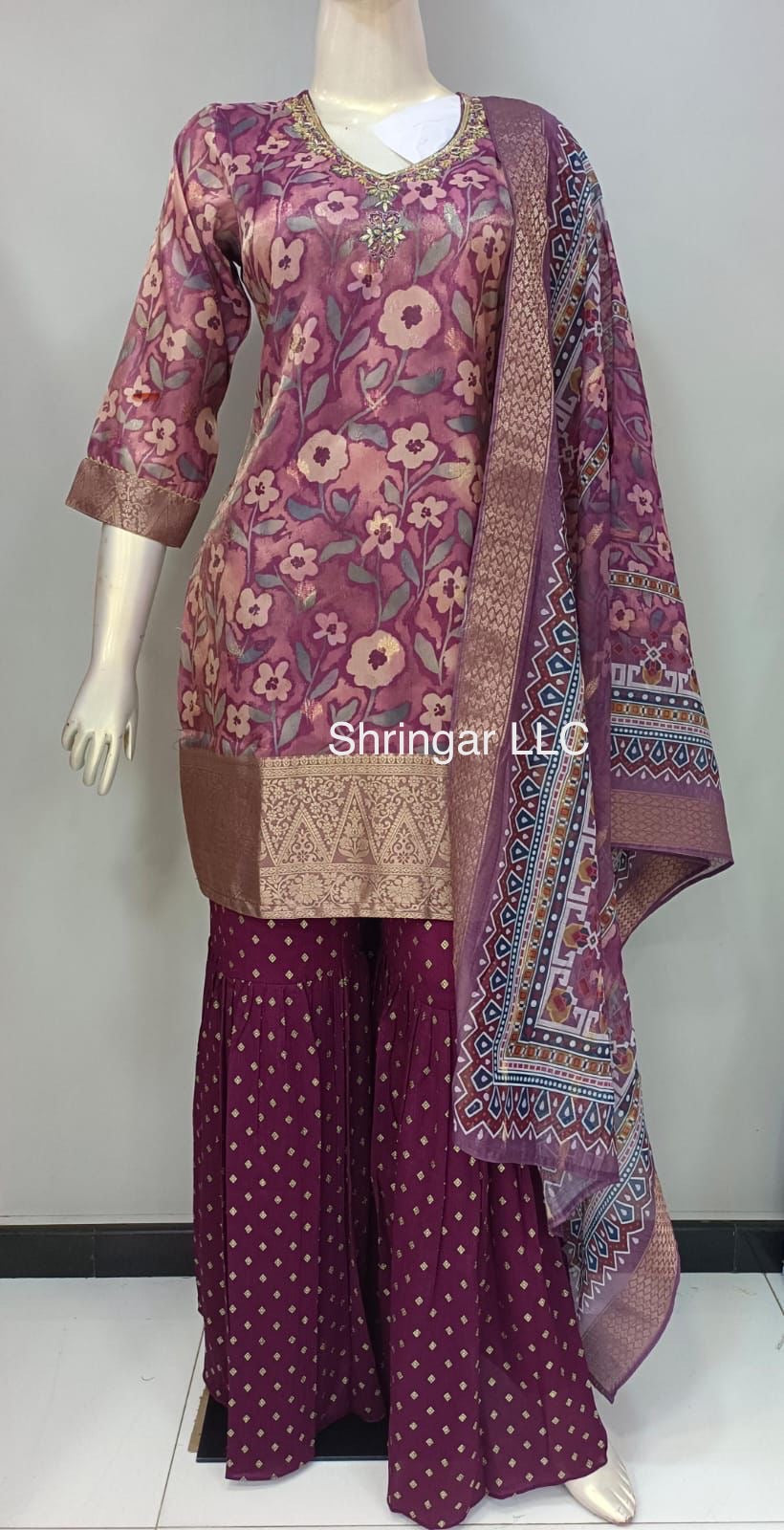 Suit with Gharara and dupatta