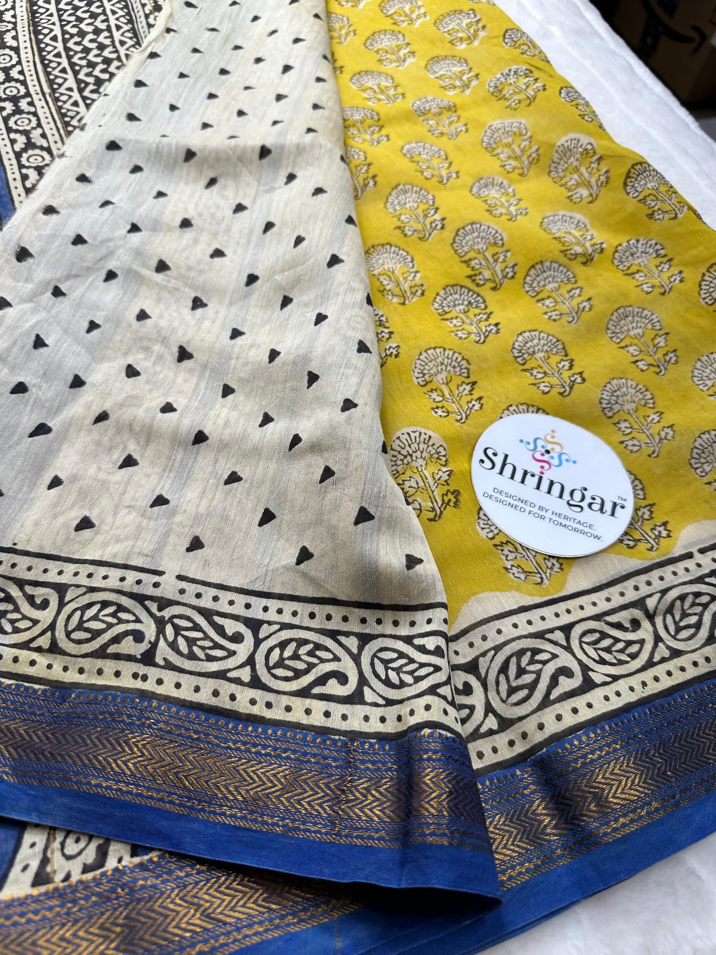 The Sahira Handblock Maheshwari Silk Saree