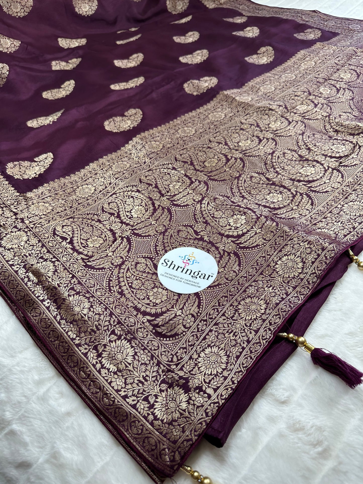 Pure Munga Silk Saree - Wine color