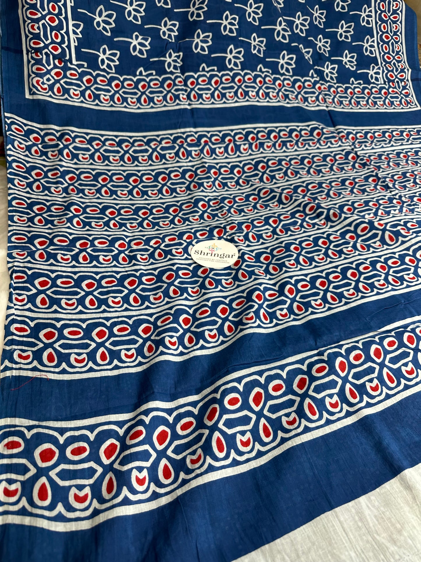 Pure Mulcotton Saree-Indigo blue