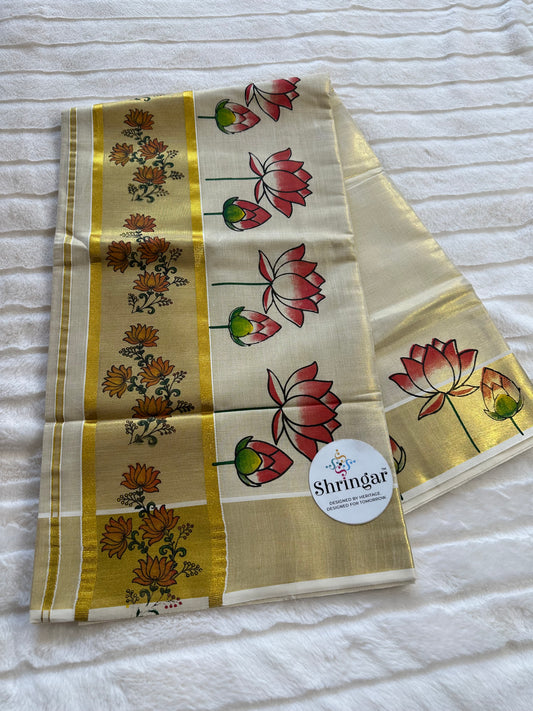 Kerala Saree with Blouse Fabric