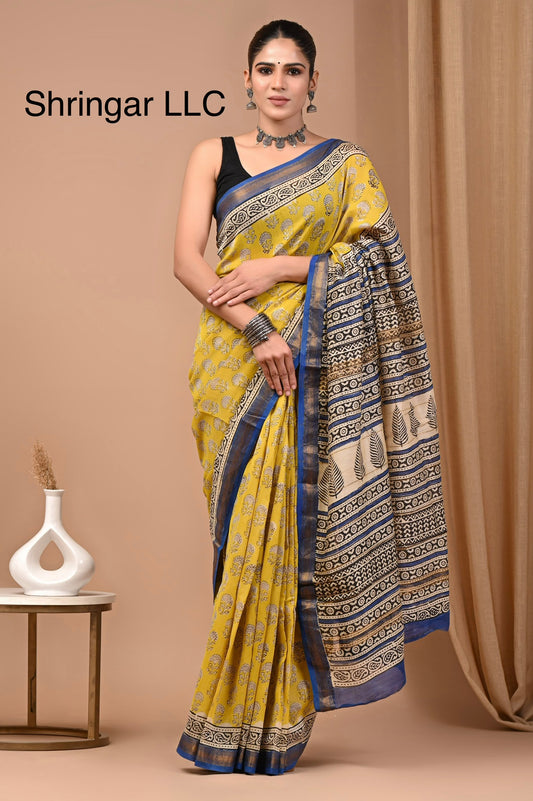 The Sahira Handblock Maheshwari Silk Saree