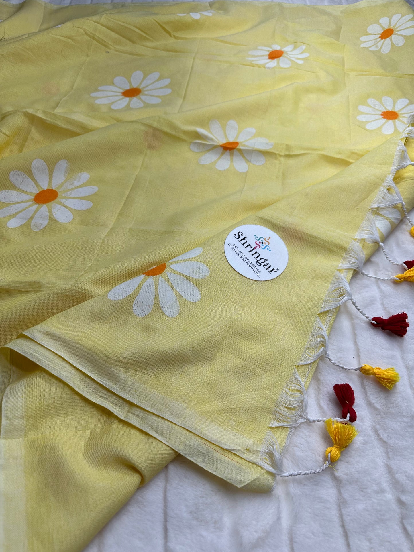 Flower Cotton Linen Saree