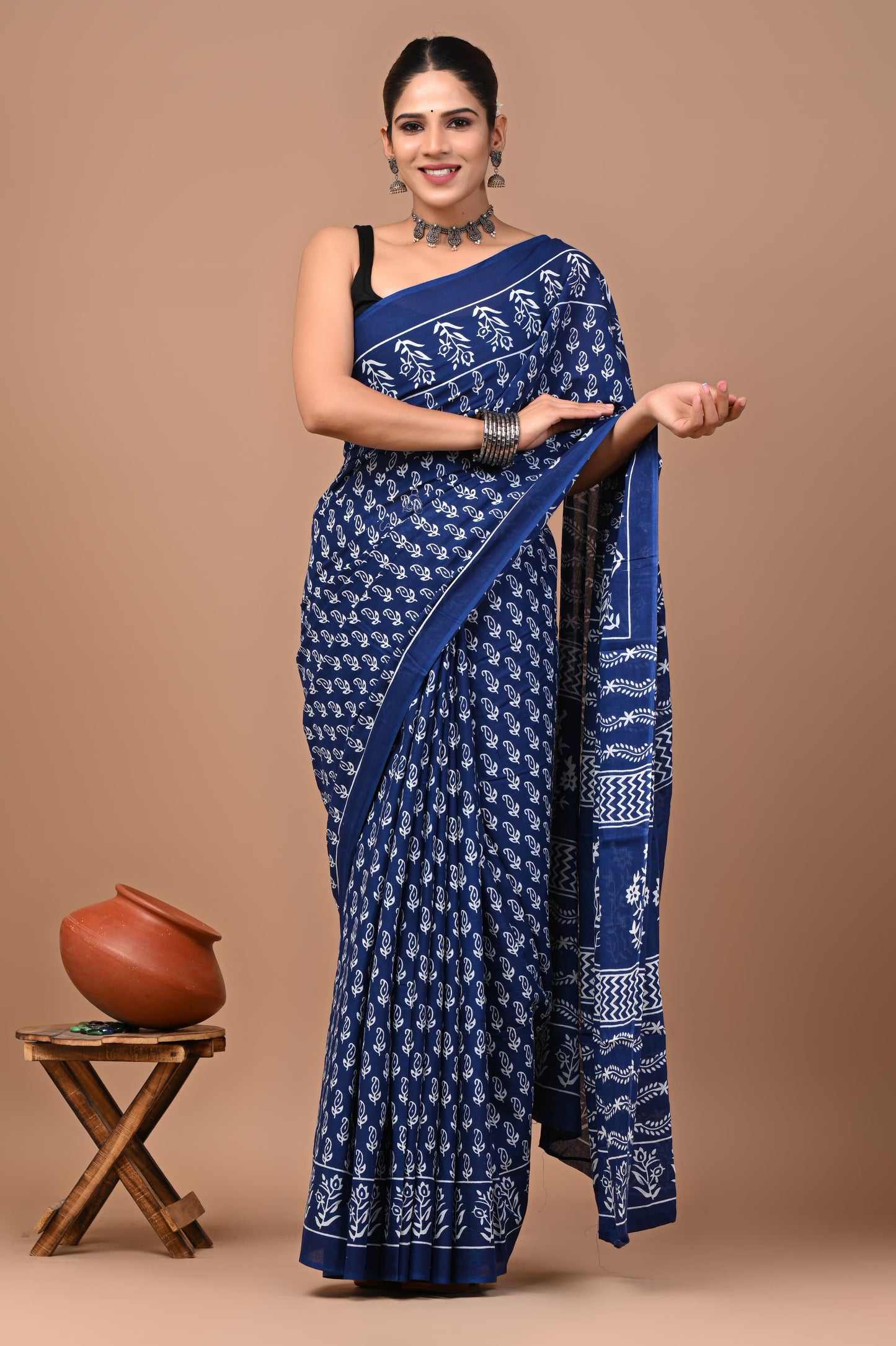 Pure Mulcotton Saree- Blue