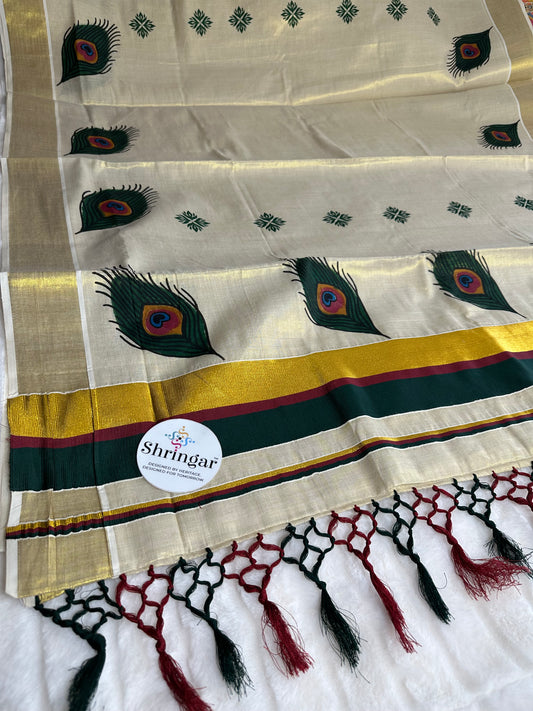 Kerala Saree with Blouse Fabric