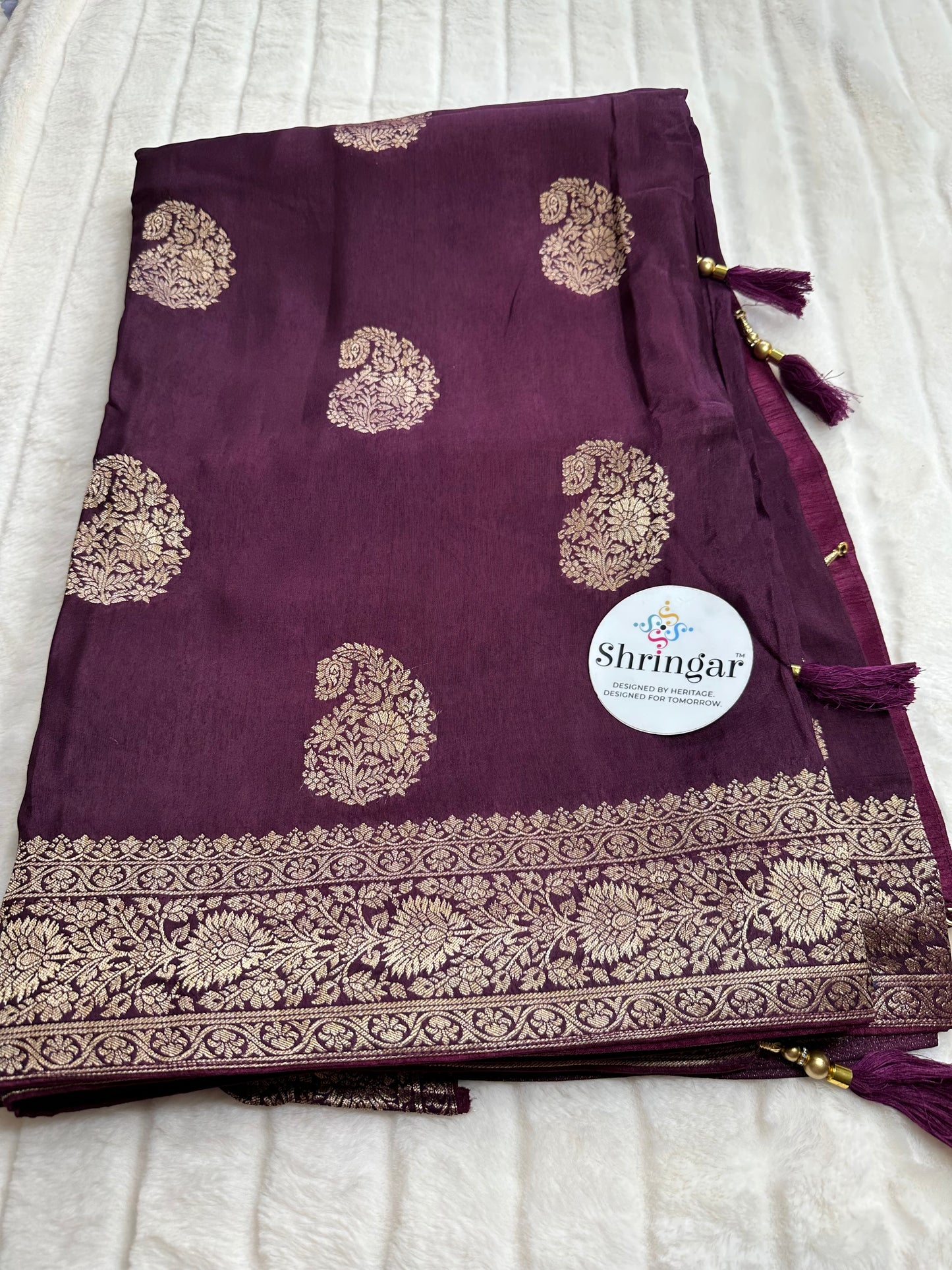 Pure Munga Silk Saree - Wine color