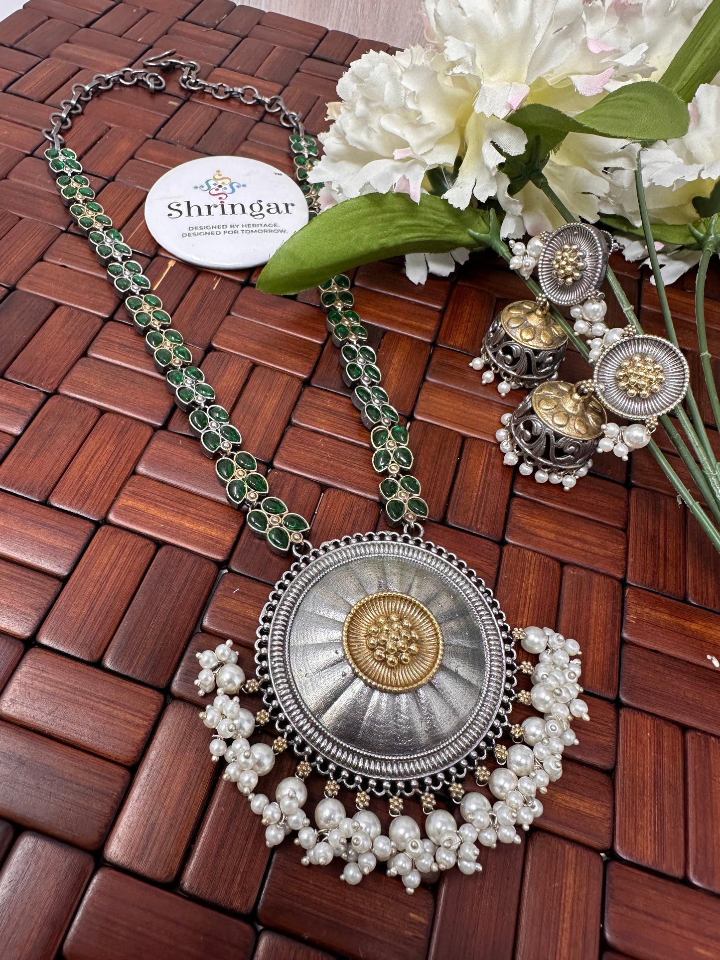 Emerald Dual tone Statement Set