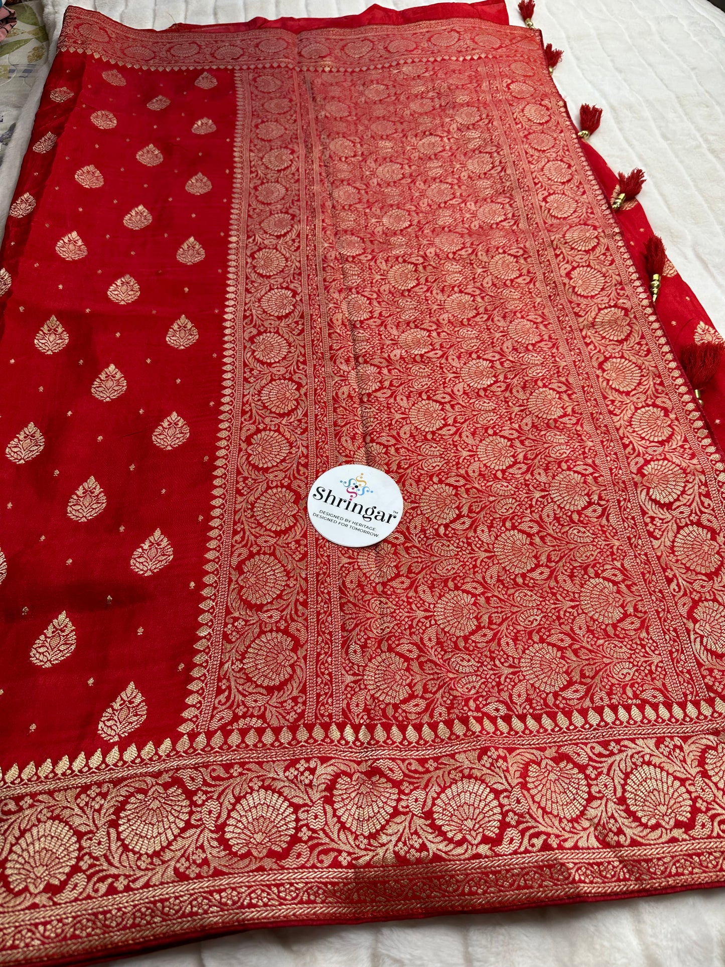 Pure Munga Silk Saree-Red