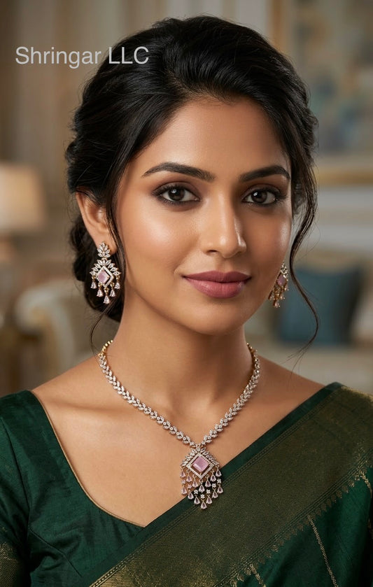 Blush Pink CZ Necklace Set