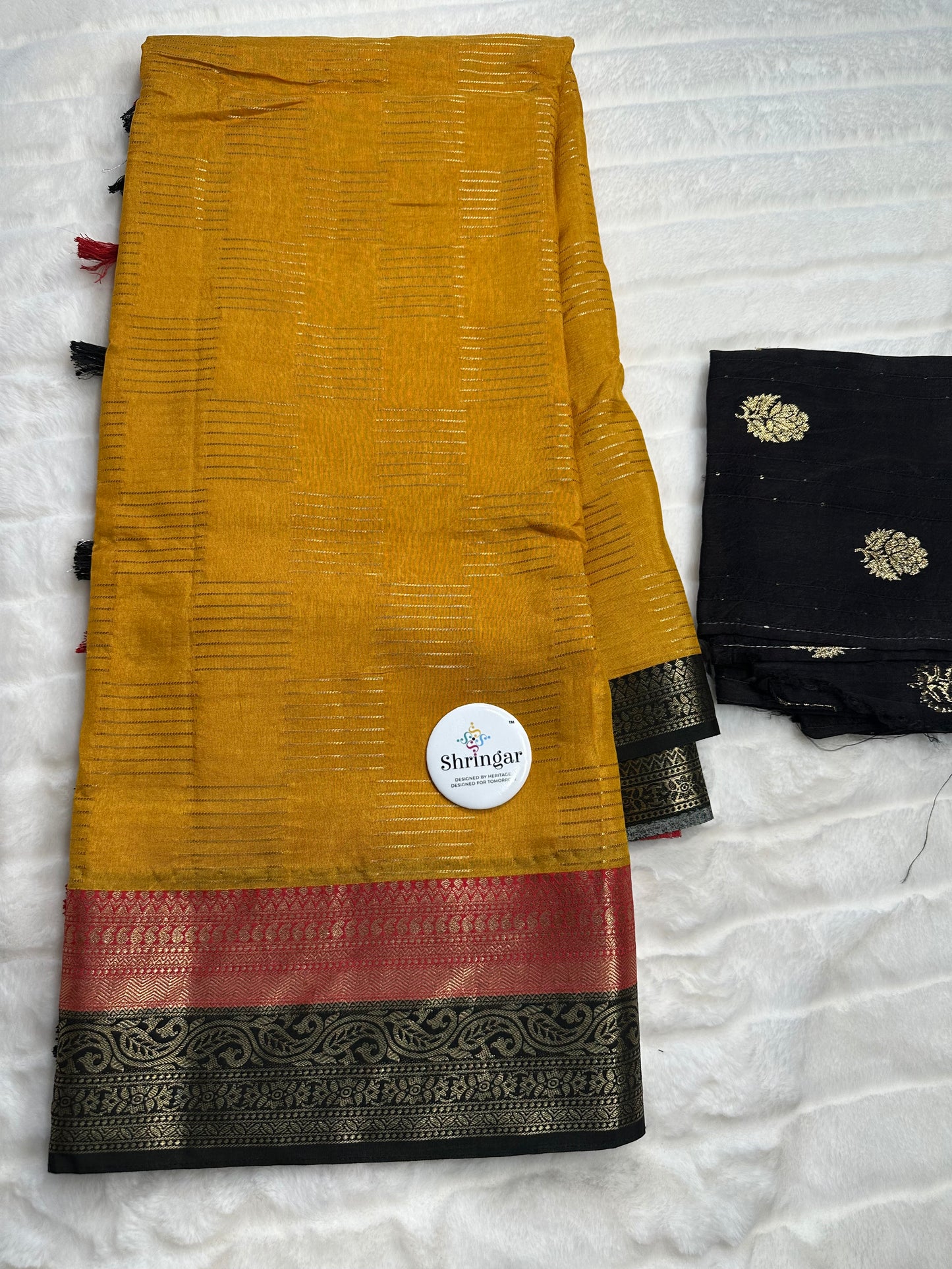 Golden Mustard Kani Silk Saree with gadwal Border