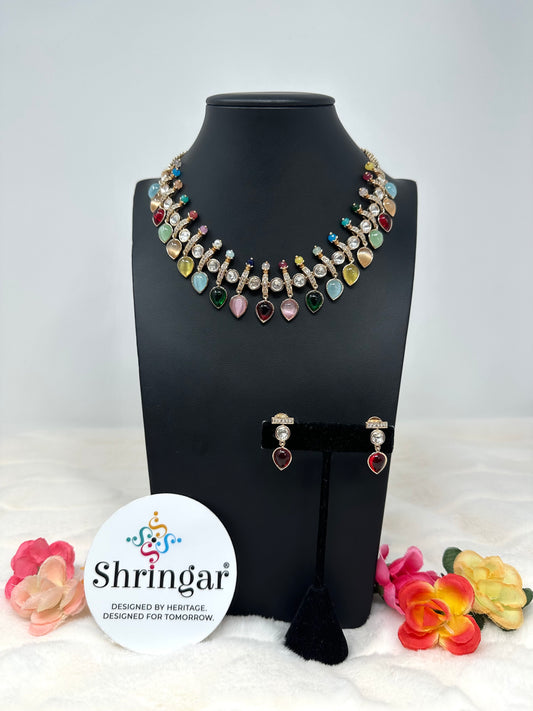 Premium Quality Moissanite Multicolor Necklace Set