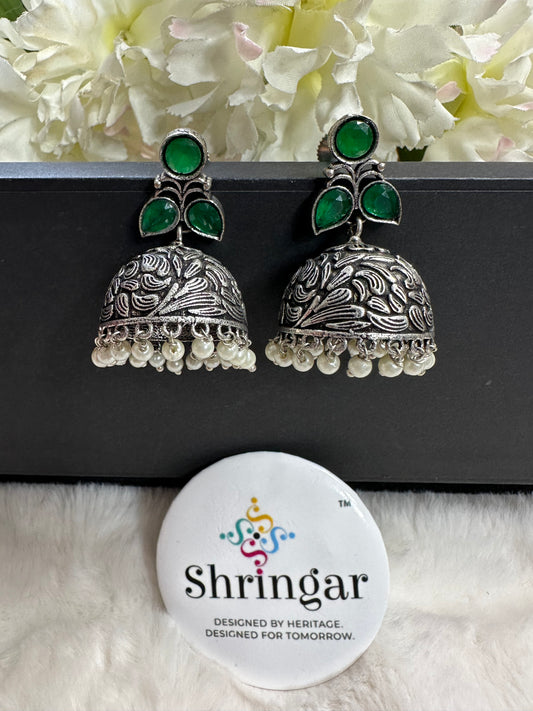 Green leaf Jhumki