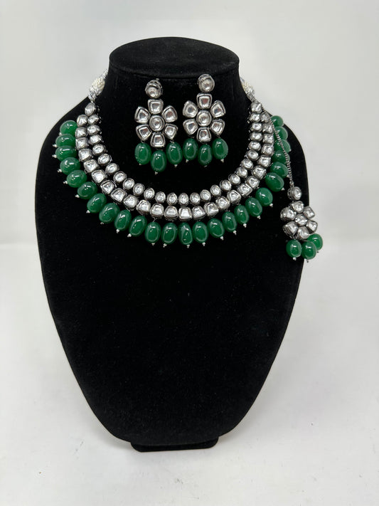 Kundan Necklace set in Victorian finish