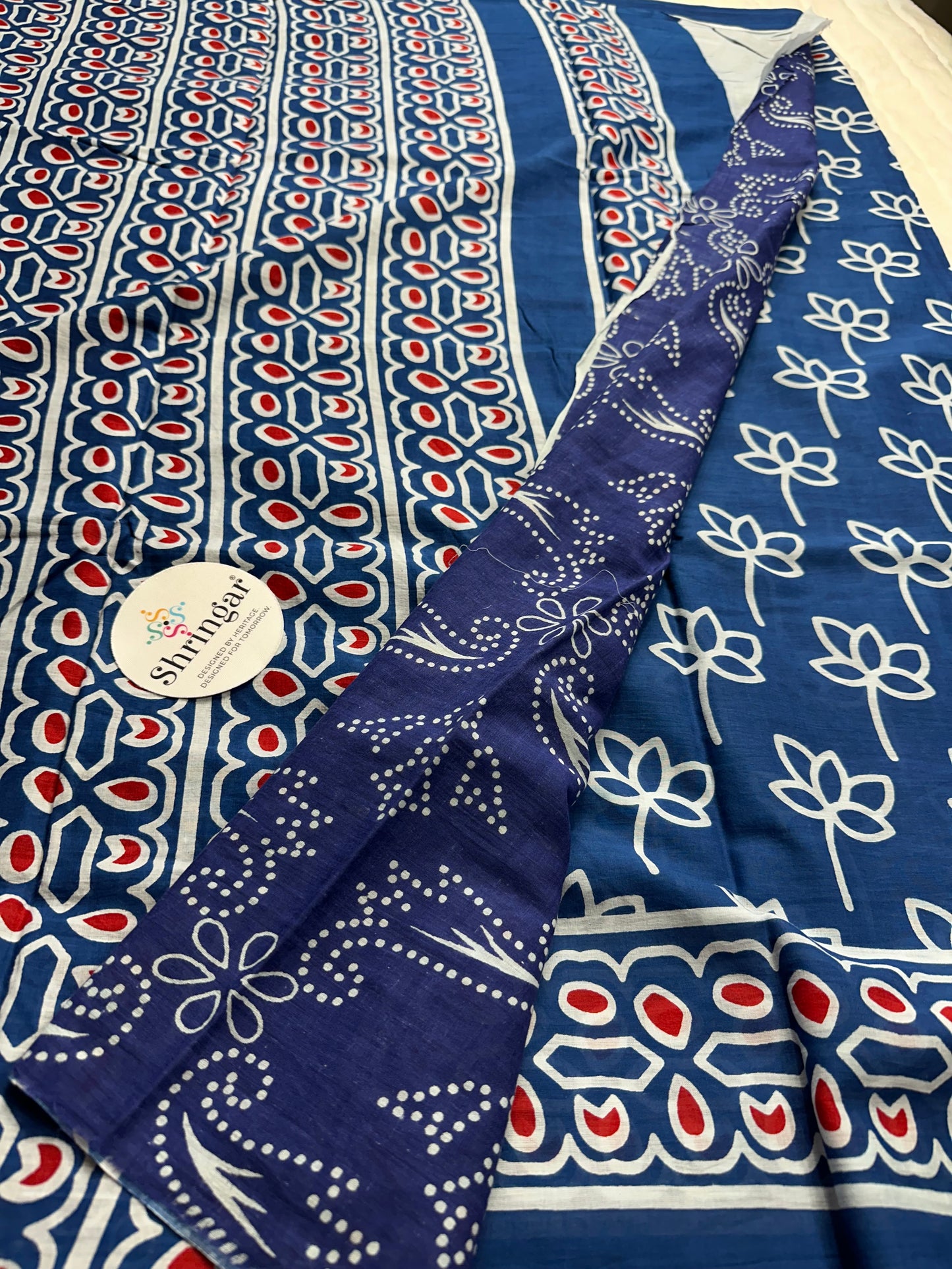 Pure Mulcotton Saree-Indigo blue