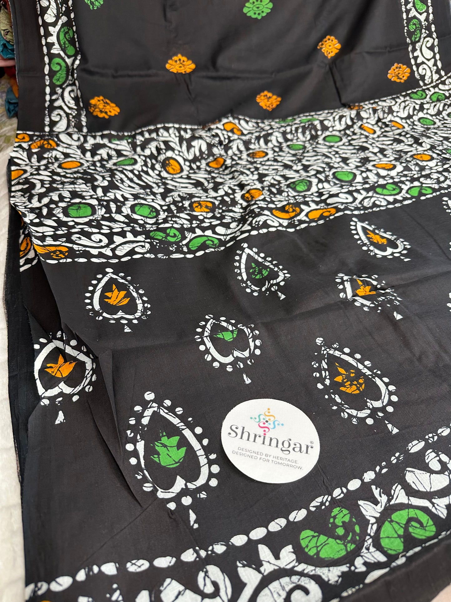 Pure Mulcotton Saree-Black