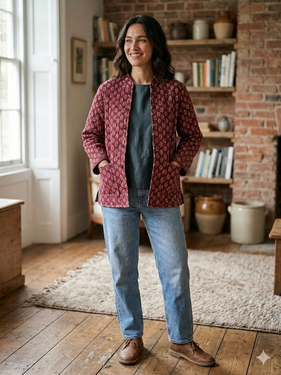 Red Quilted Reversible Jacket