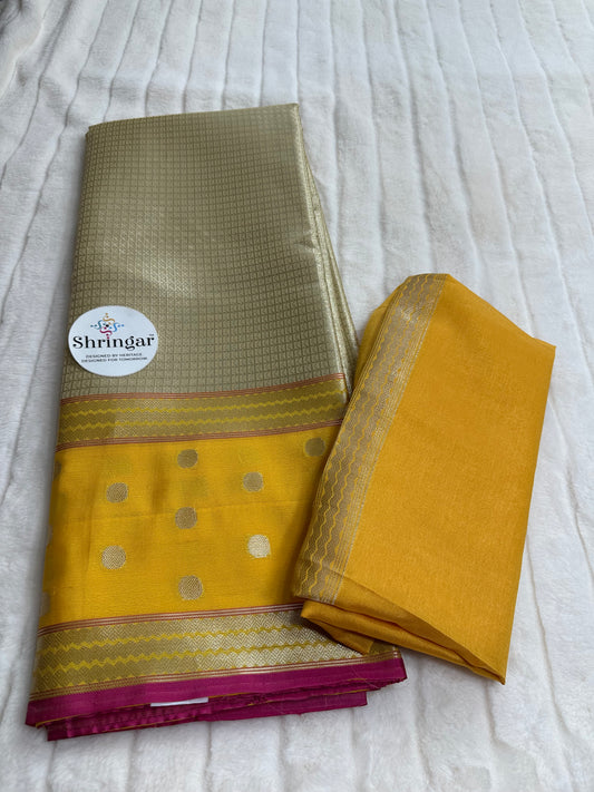 Golden & Mustard Yellow Tissue Saree