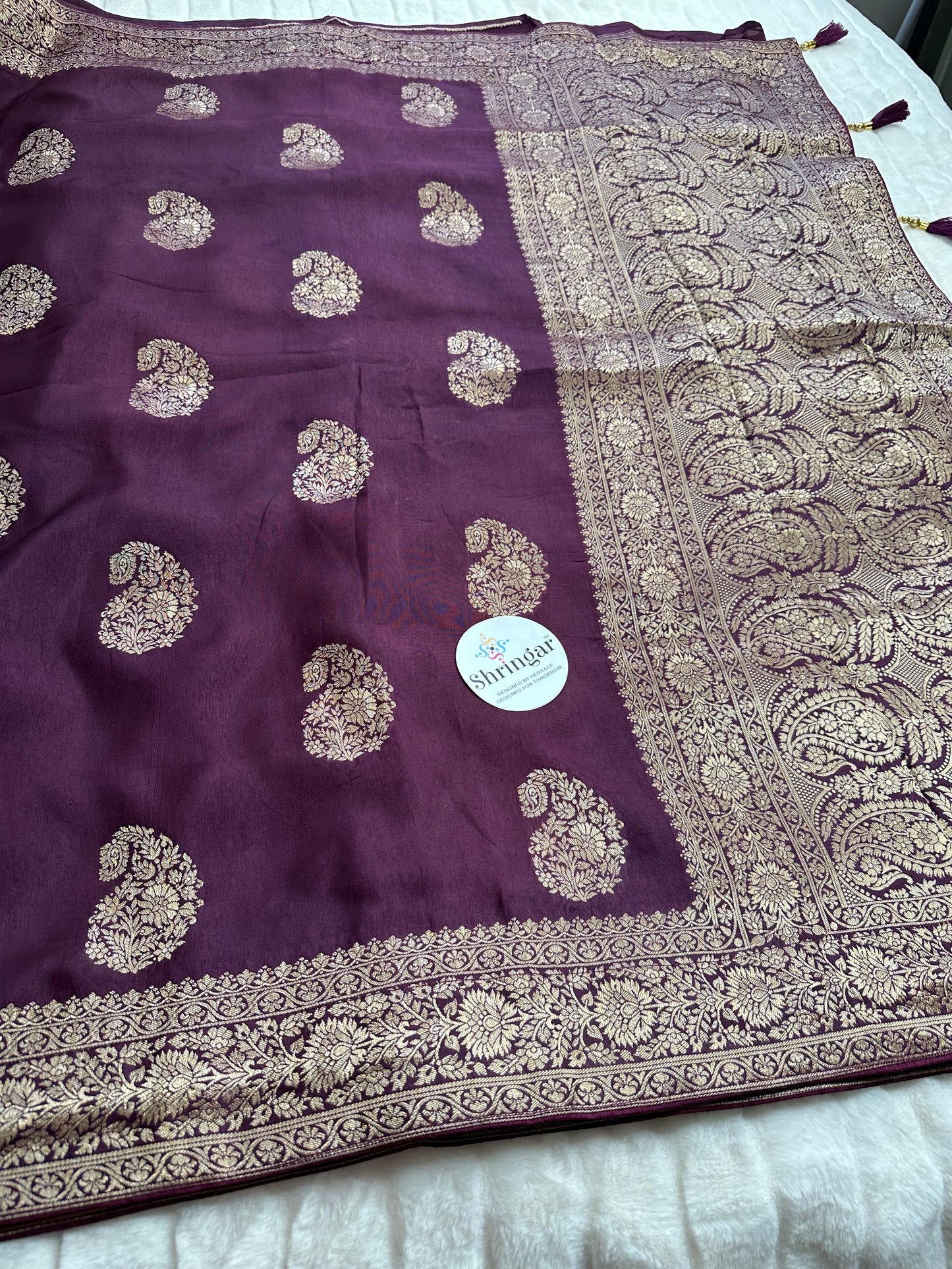 Pure Munga Silk Saree - Wine color