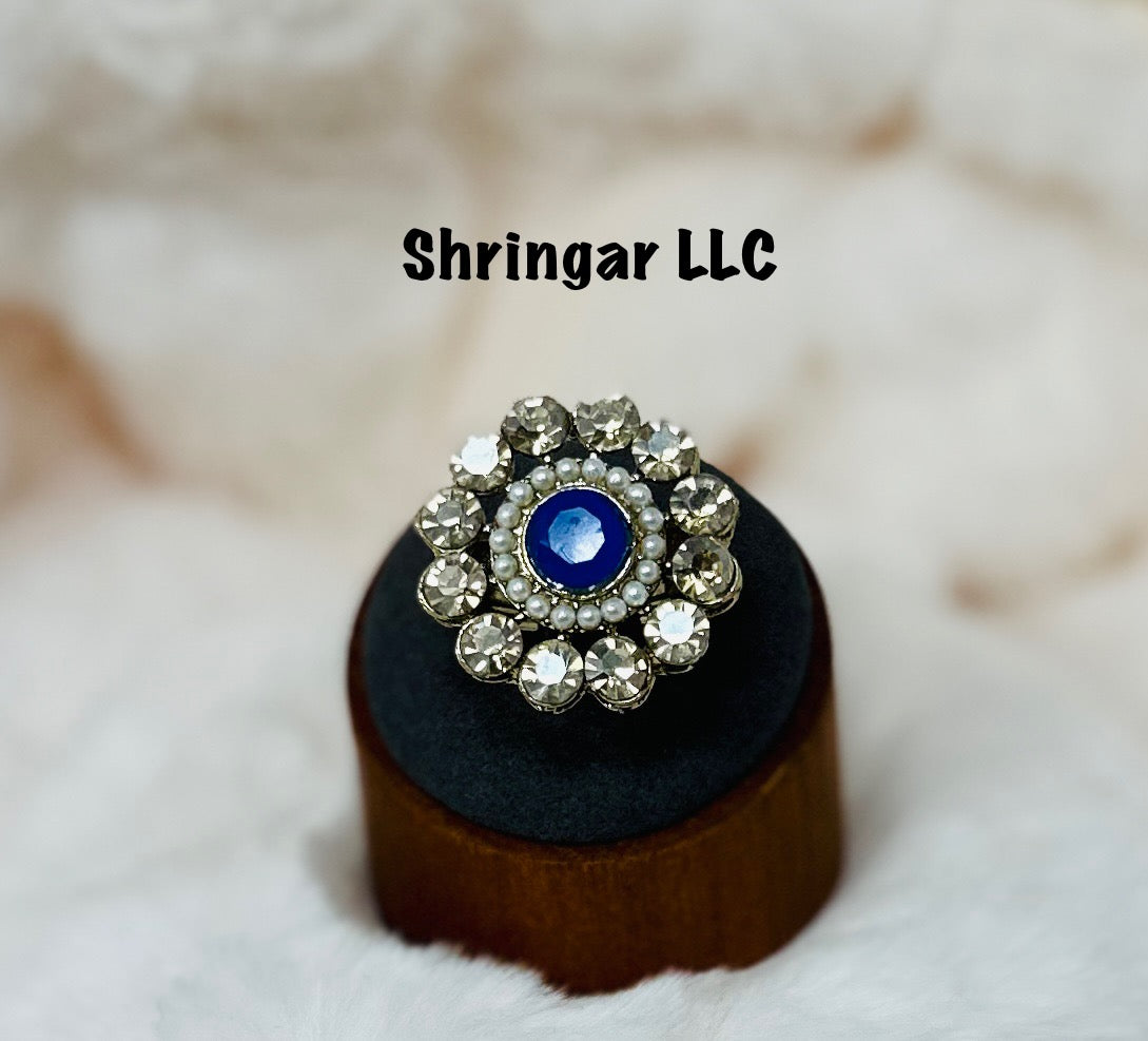 Imperial Azure Mehendi-Finish Adjustable Ring