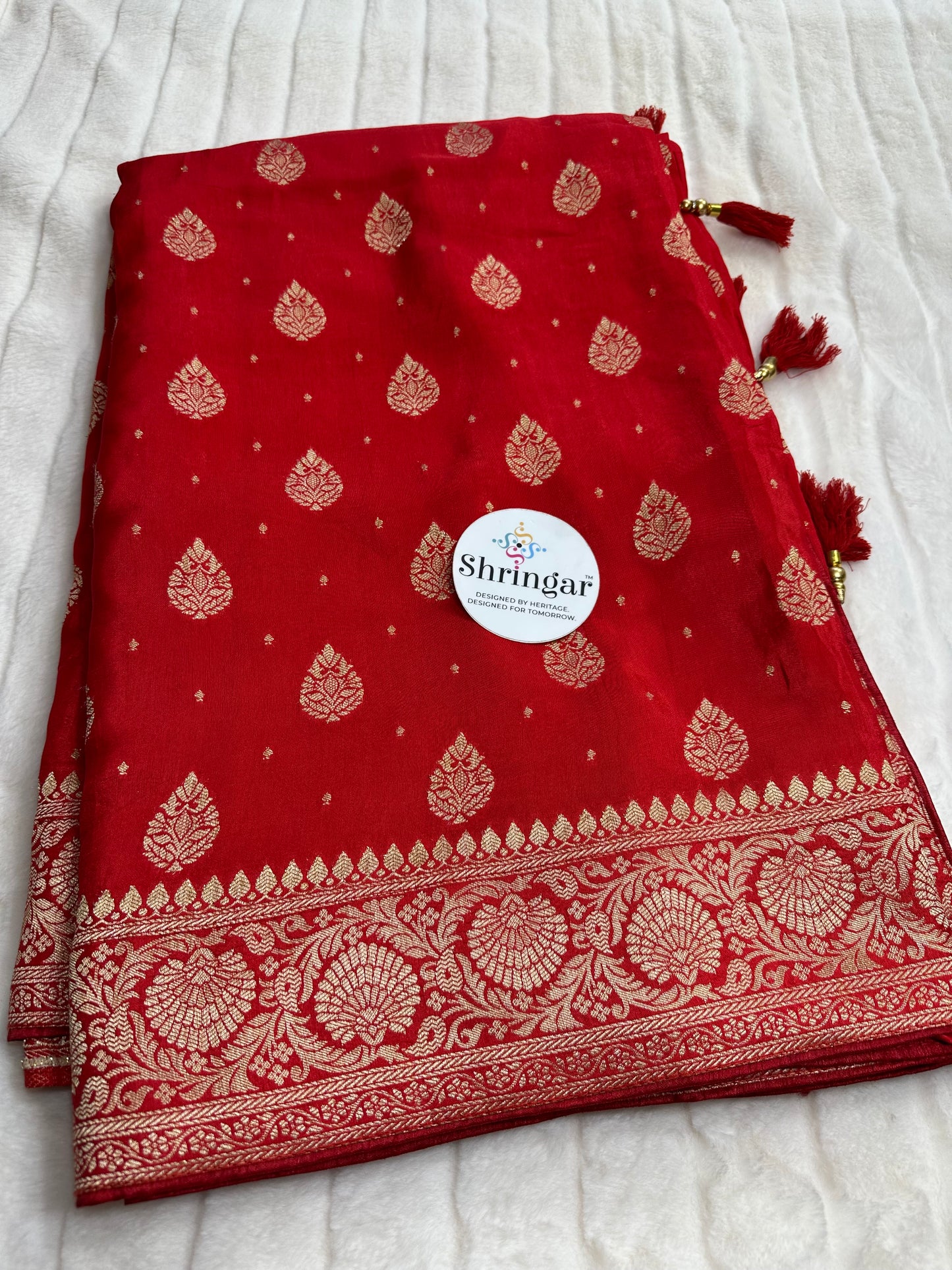 Pure Munga Silk Saree-Red
