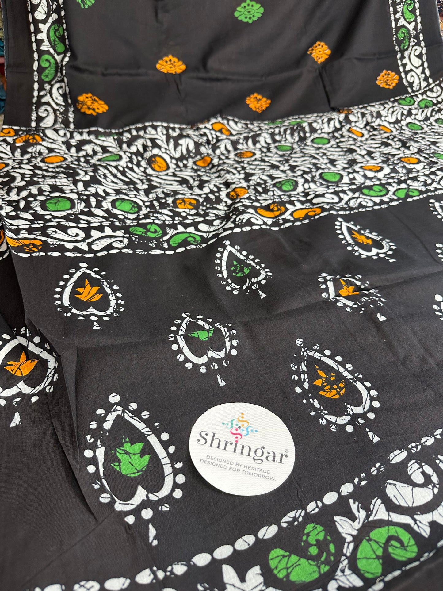 Pure Mulcotton Saree-Black