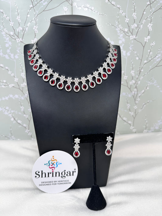 Ruby-Red Pear-Cut Necklace Set