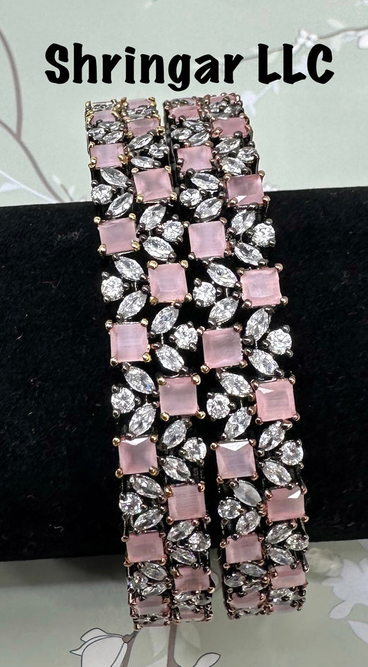 Pink Stoned Bangles