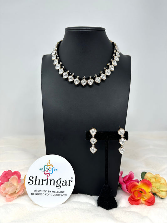 Premium Quality Moissanite Black Necklace Set