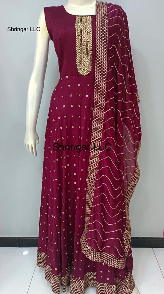 Maroon Party wear gown