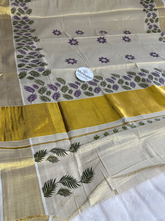 Kerala Saree with Blouse Fabric