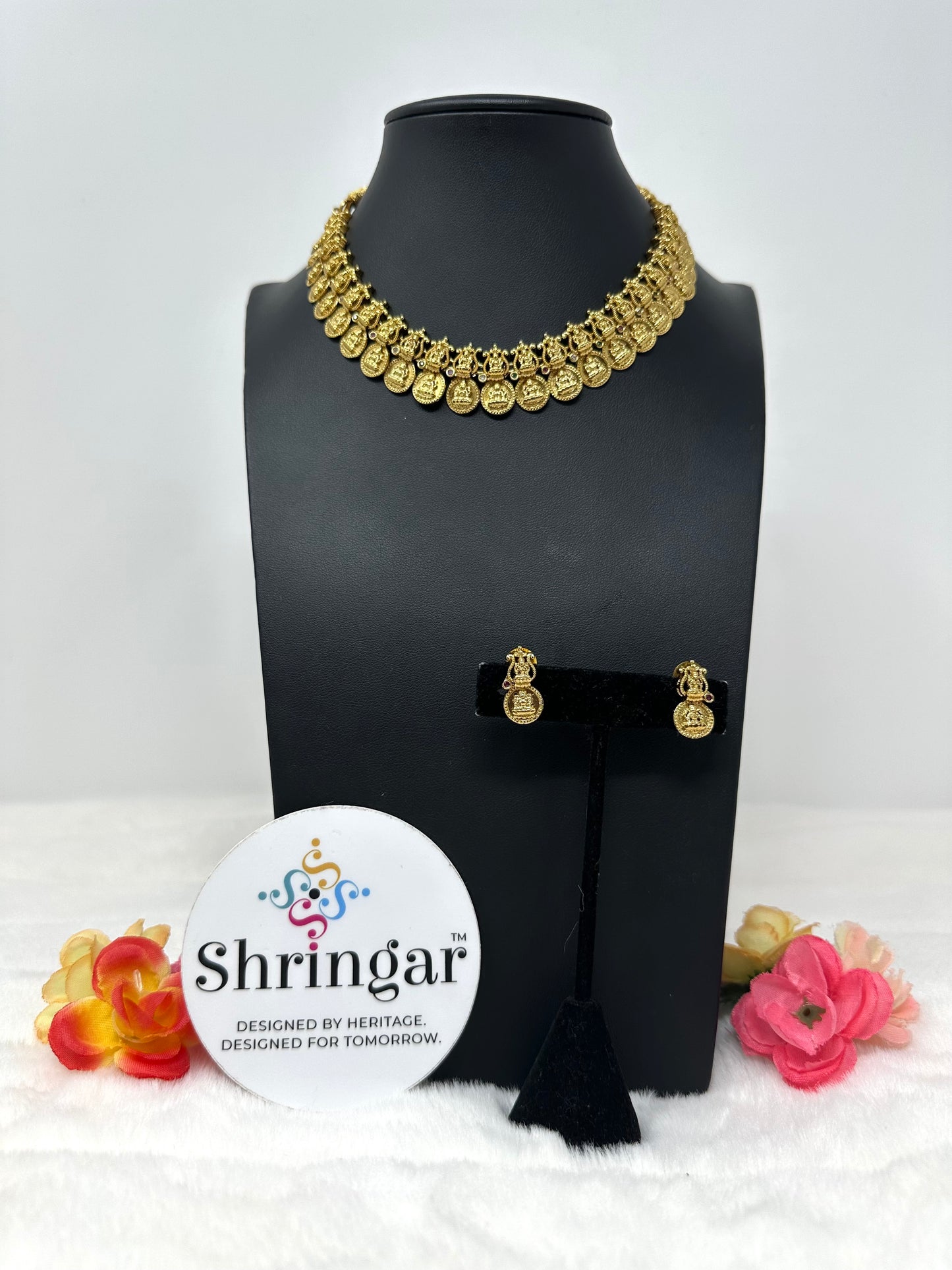Traditional Kasu Necklace with Earrings