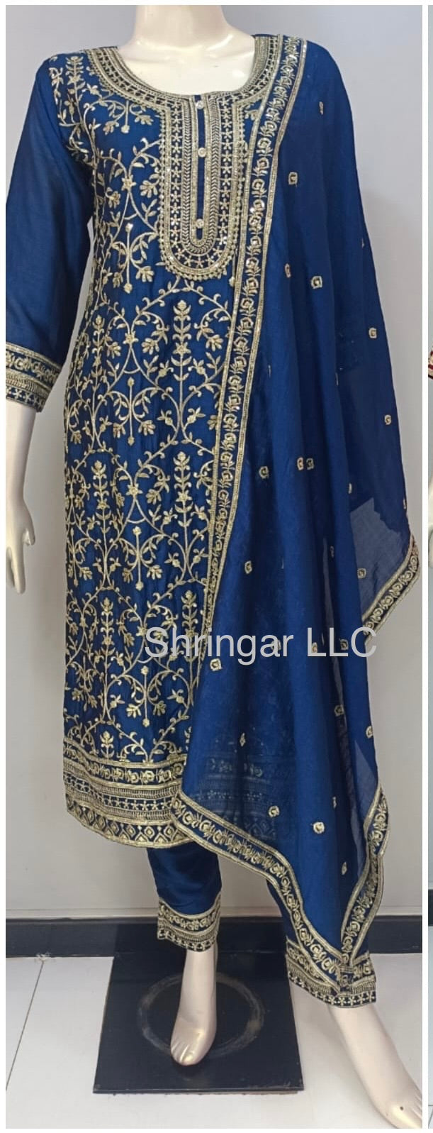 Navy Blue Partywear Salwar Suit