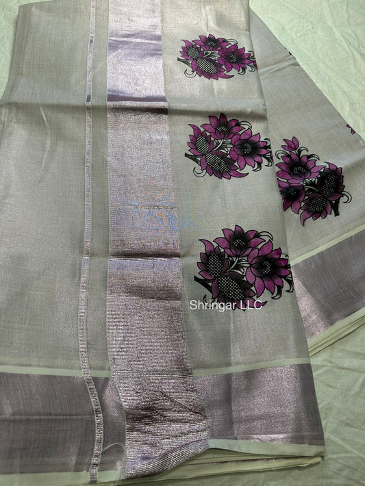 Kerala Rose Gold Tissue Saree