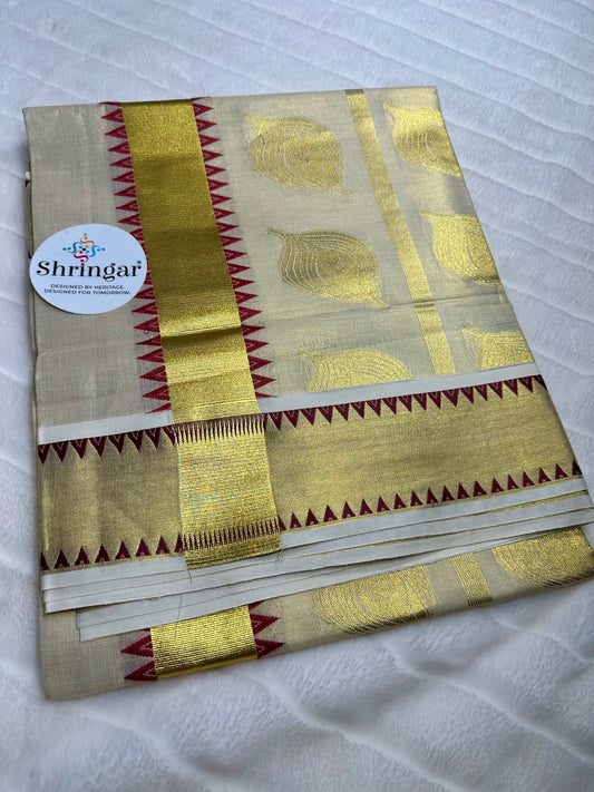 Kerala Kasavu Saree in Premium Handloom Finish