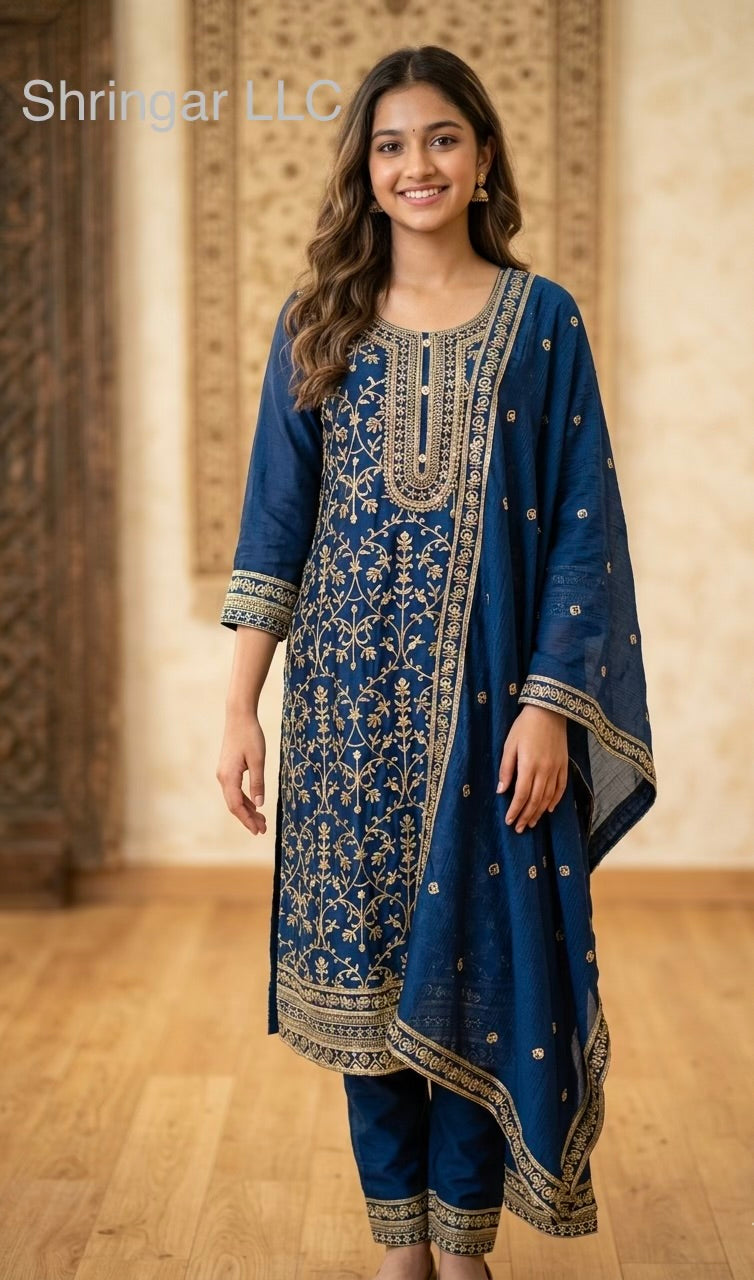 Navy Blue Partywear Salwar Suit