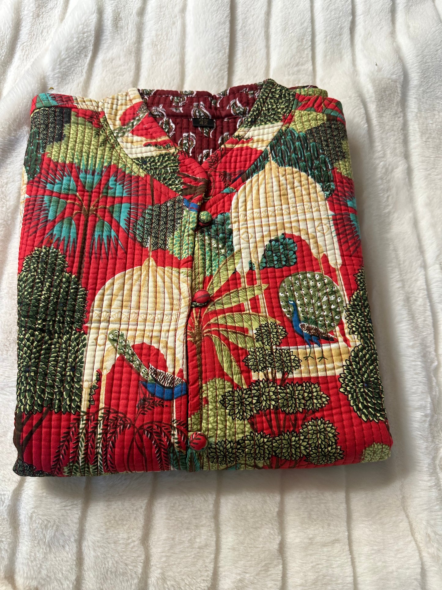 Red Quilted Reversible Jacket