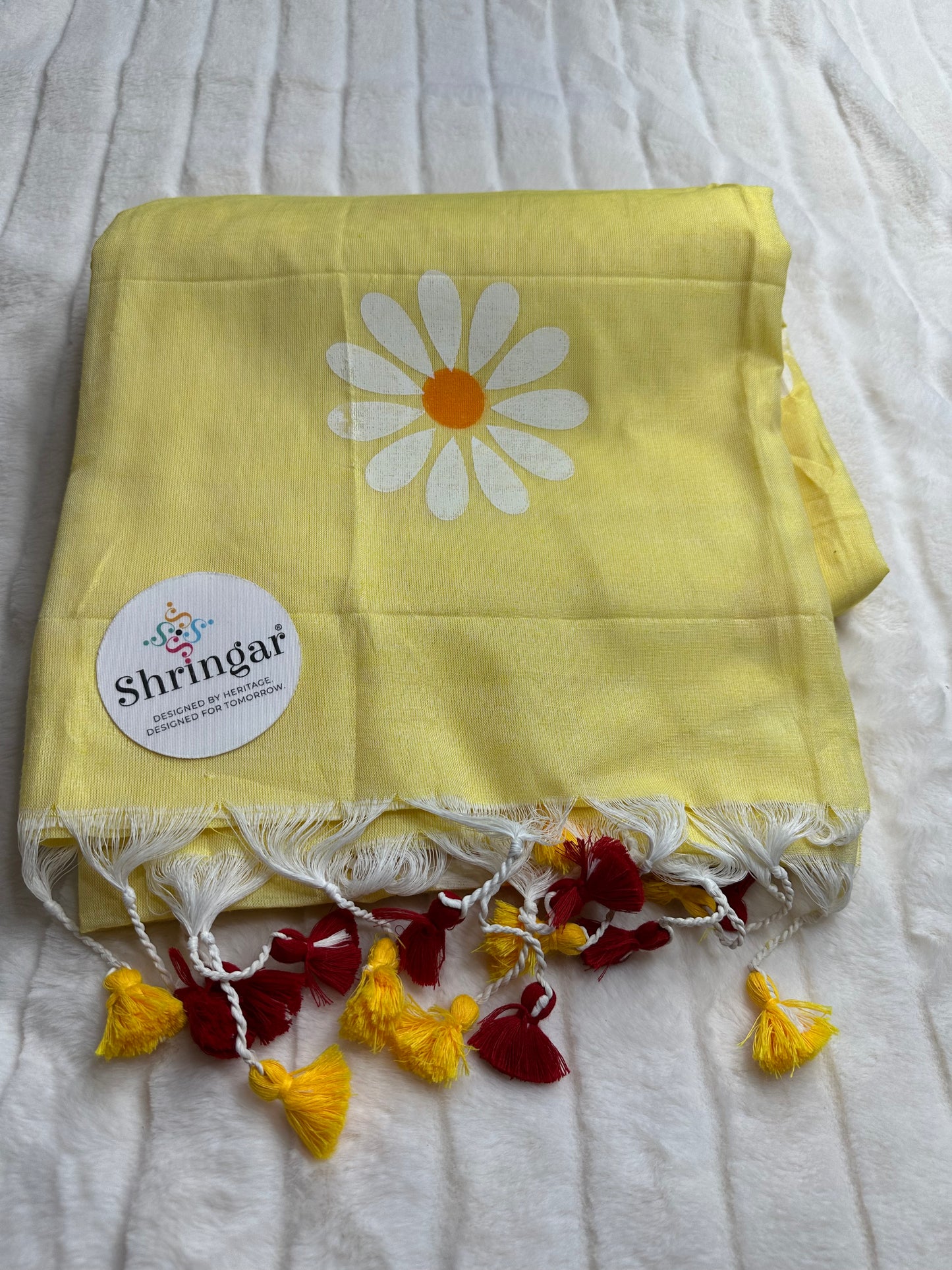 Flower Cotton Linen Saree