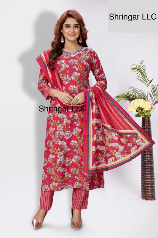 Pink Floral Modal Salwar Suit