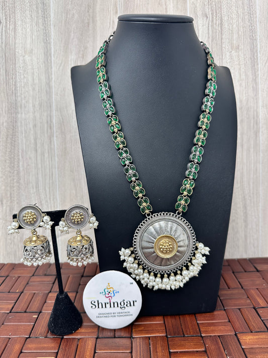 Emerald Dual tone Statement Set