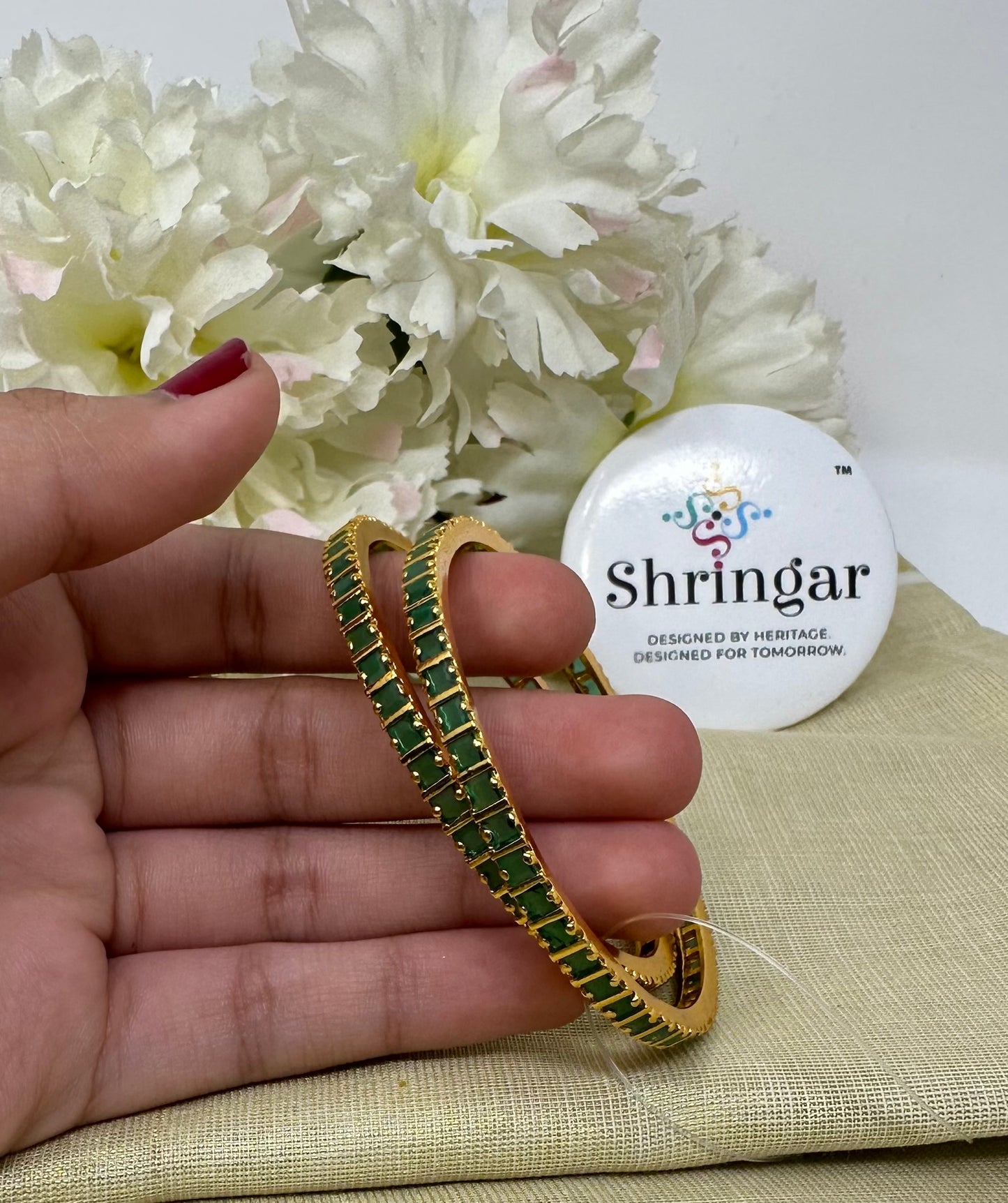 Green Stone Bangles