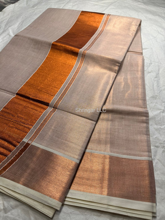 Kerala Copper Tissue Saree