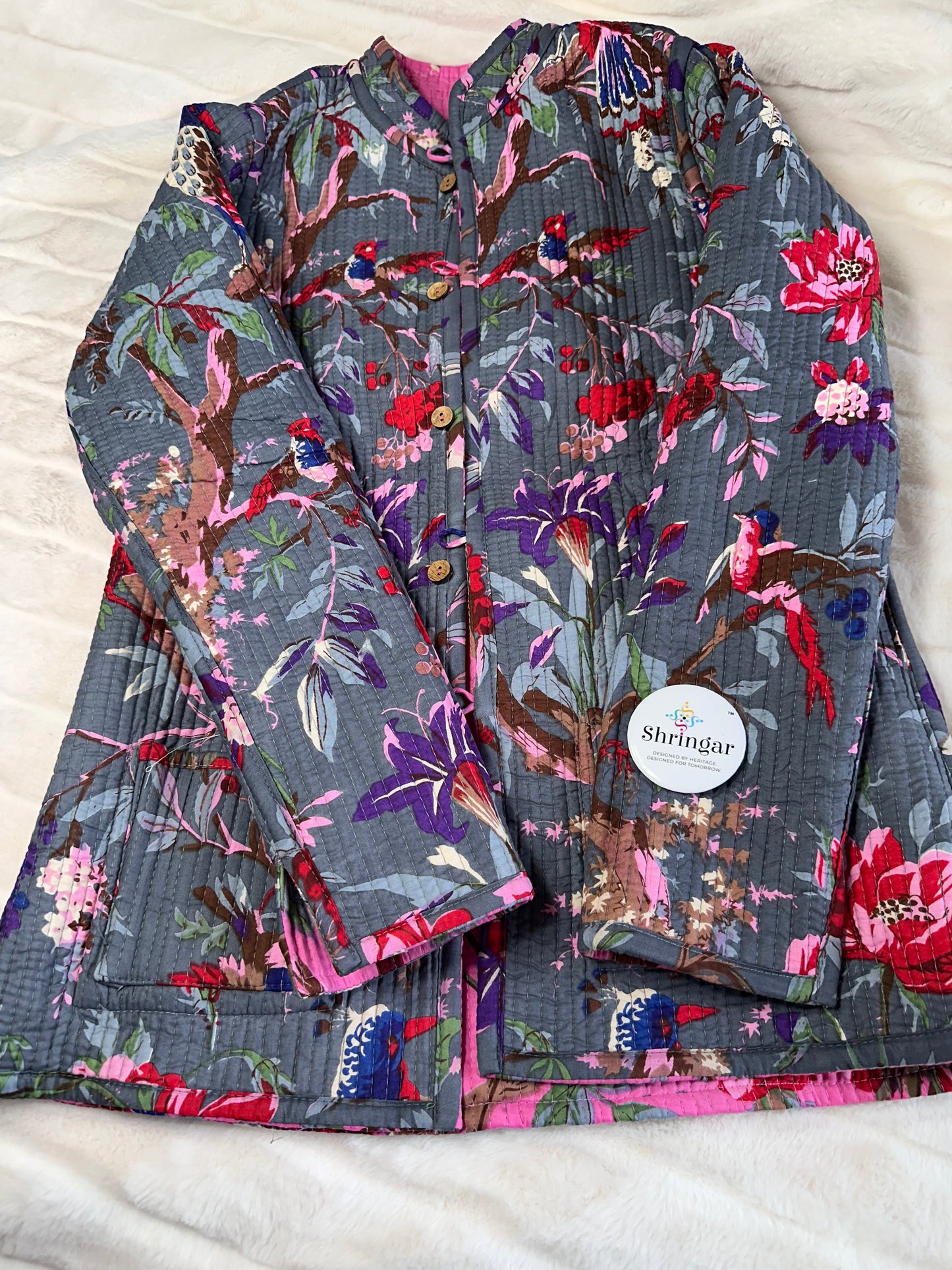 Pink Quilted Reversible Jacket