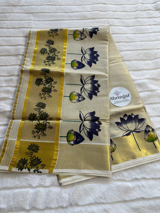 Kerala Saree with Blouse Fabric