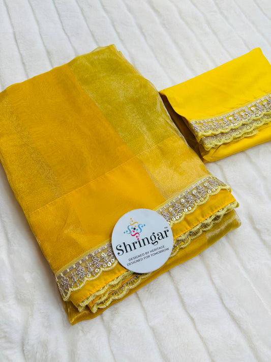Pure Banarasi Tissue Silk Saree - Yellow
