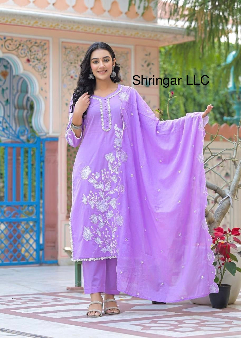 Lavender Cotton Salwar Suit