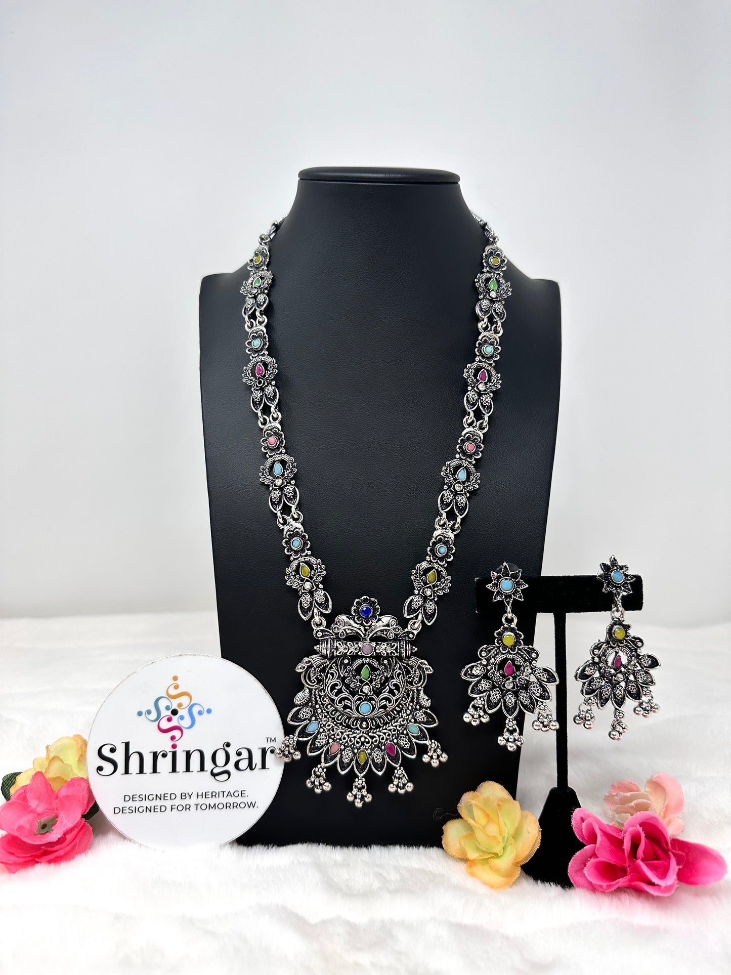 Oxidized Long Necklace Set