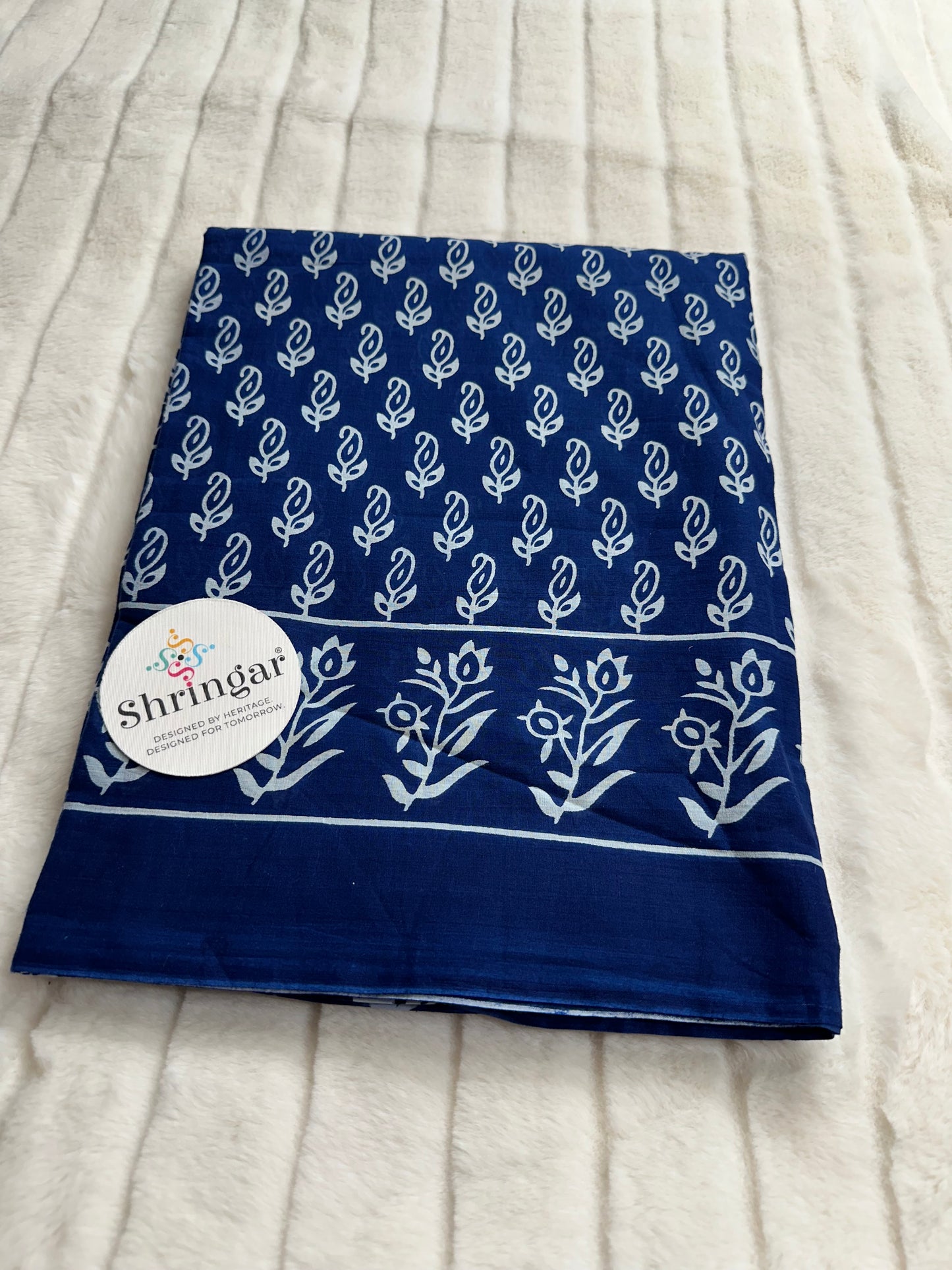 Pure Mulcotton Saree- Blue