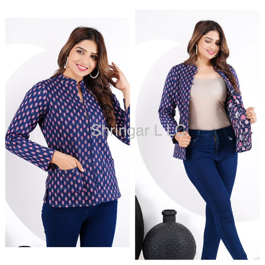 Blue Quilted Reversible Jacket